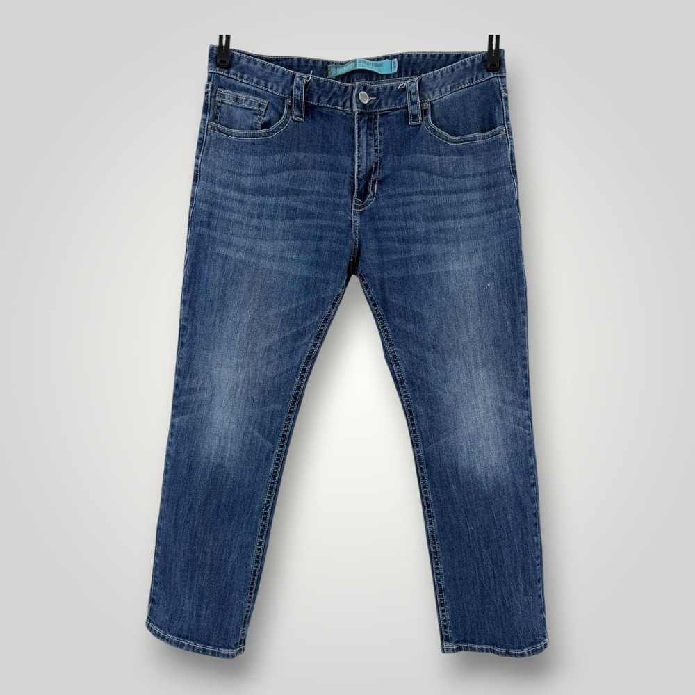 Rock & Roll Denim Revolver Straight Jeans Mens 38x29 Blue Slim Stretch‎ Denim
